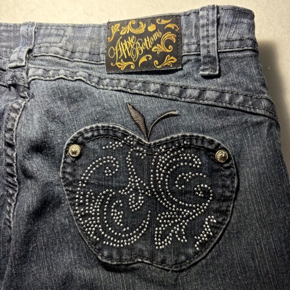 Apple Bottoms Womens Dark Wash Rhinestone Apple Pocket Jeans AMJ-1344R Size 7/8 - Picture 6 of 10